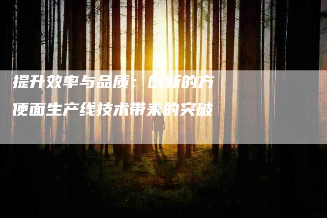 提升效率与品质：创新的方便面生产线技术带来的突破