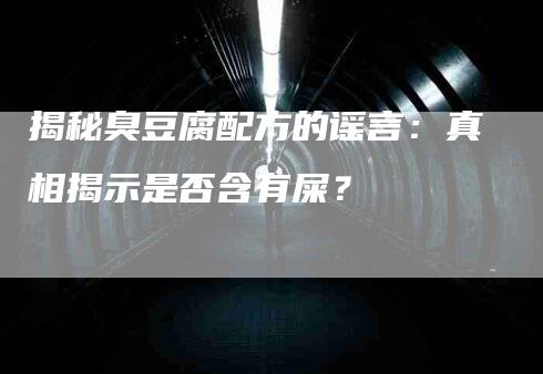 揭秘臭豆腐配方的谣言：真相揭示是否含有屎？