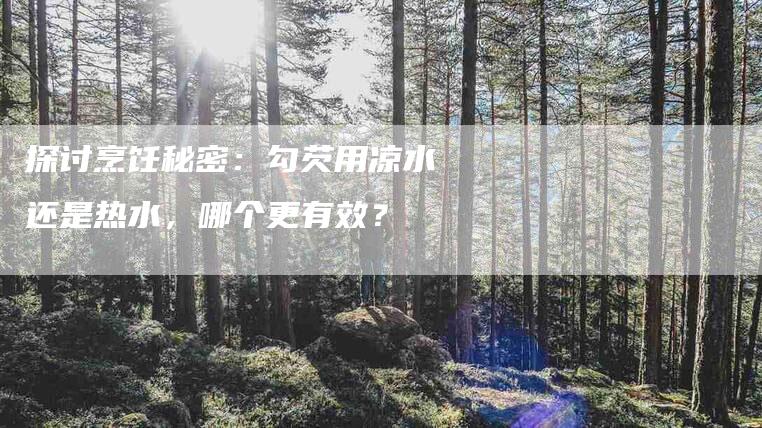 探讨烹饪秘密：勾芡用凉水还是热水，哪个更有效？