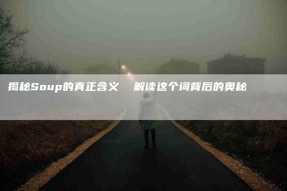 揭秘Soup的真正含义  解读这个词背后的奥秘