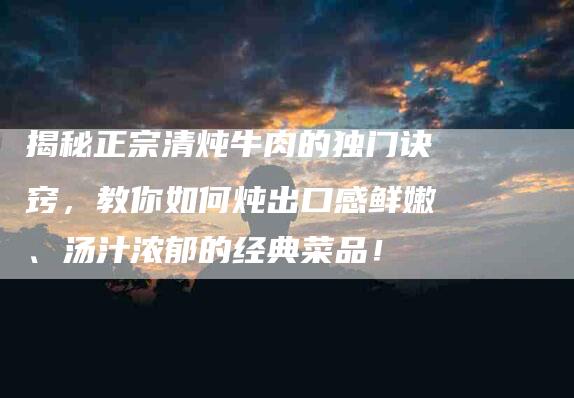 揭秘正宗清炖牛肉的独门诀窍，教你如何炖出口感鲜嫩、汤汁浓郁的经典菜品！