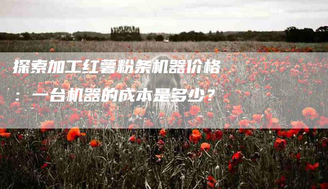 探索加工红薯粉条机器价格：一台机器的成本是多少？